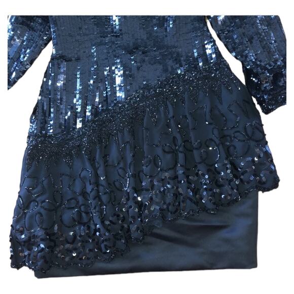 Vintage Sexy black Sequence and beaded long sleeved dress size 6 - Picture 10 of 12